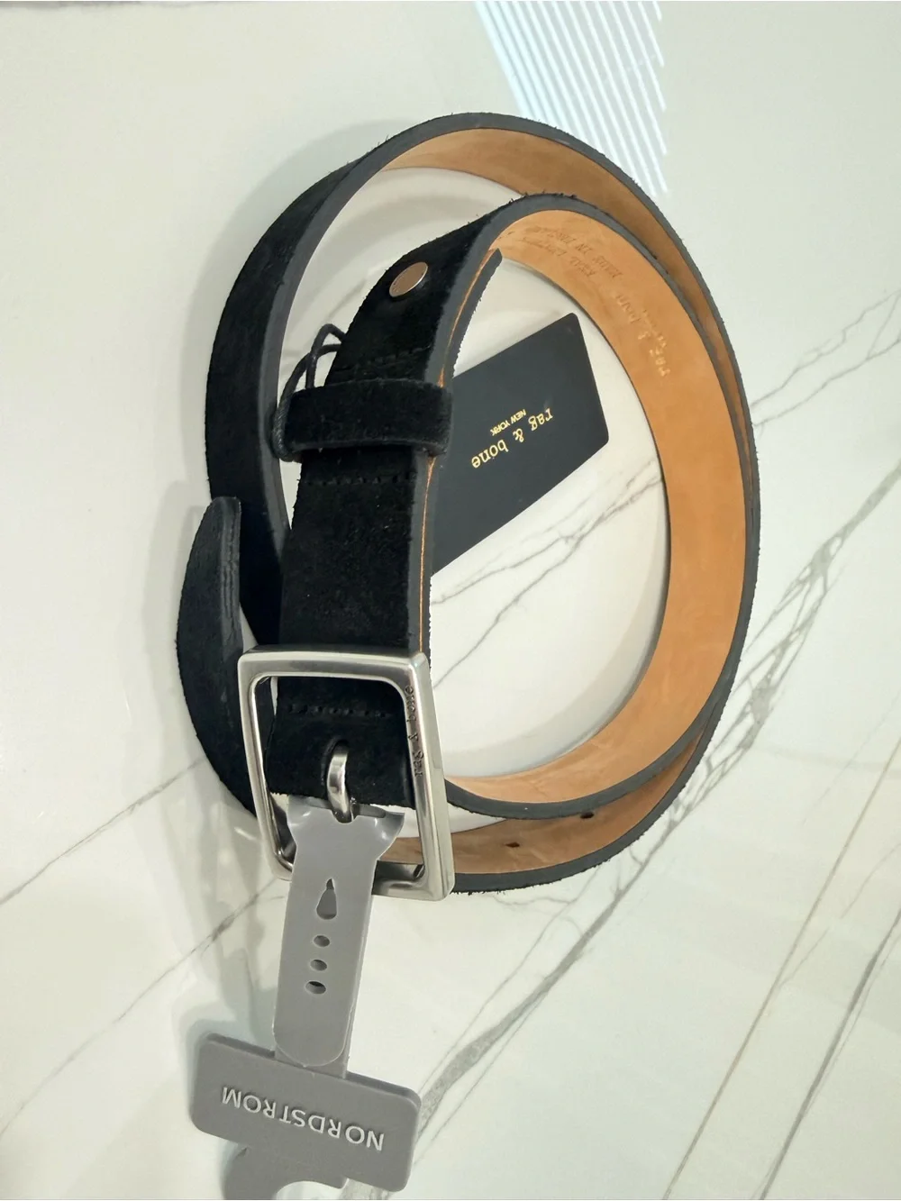 rag & bone Black Suede Leather Belt NWT